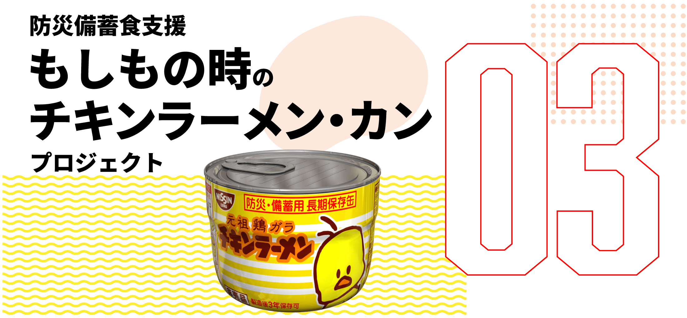 第3弾　防災備蓄食支援 もしもの時のチキンラーメン・カン プロジェクト